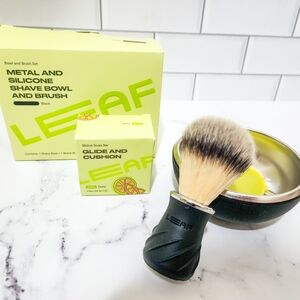 Leaf Shave Bowl & Brush Set + Shave Soap Bar (2)